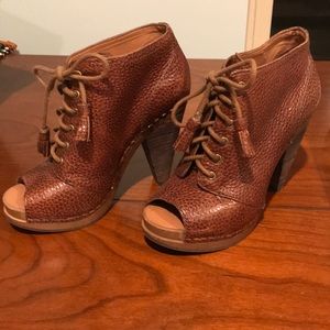 Lucky brown lace up peep toe booties